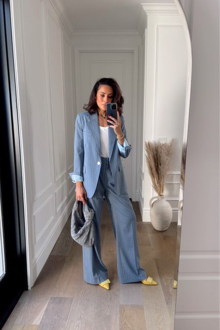 Obsessed with this baby blue suit! 
Size 2 pants and blazer 
Use CODE: LUCY20 🩵

#LTKstyletip #LTKSeasonal