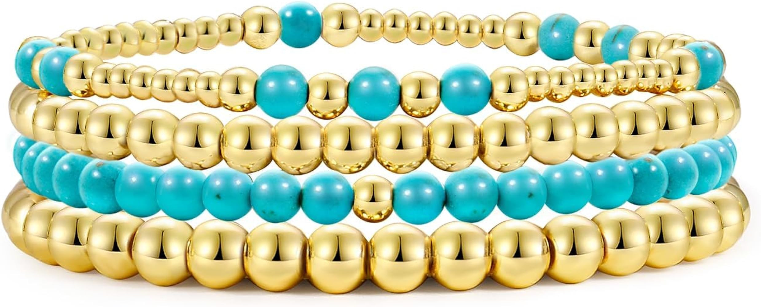 Elegance 11 designs Gold Beaded Bracelets For Women Natural Stone Stretch 14k Gold Plated Bead Ba... | Amazon (US)
