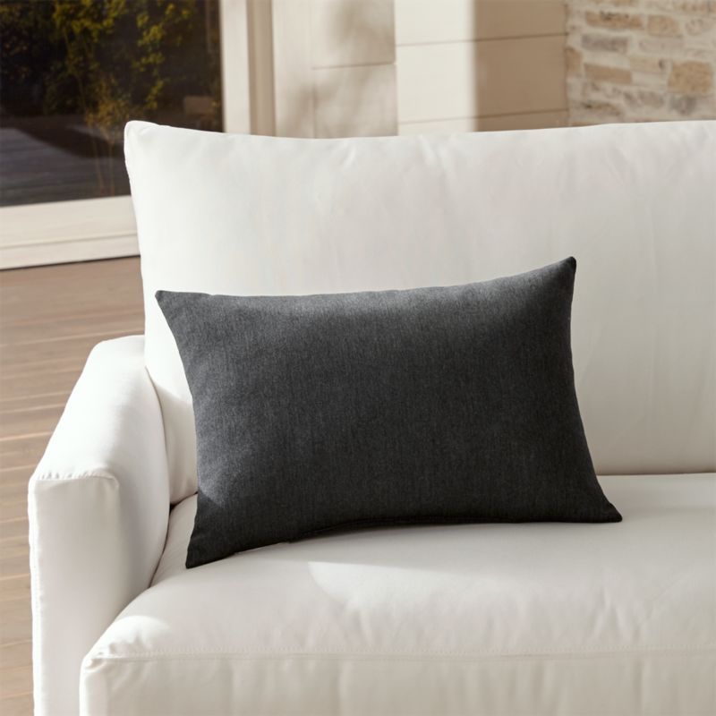 Sunbrella ® Charcoal Outdoor Lumbar Pillow | Crate & Barrel