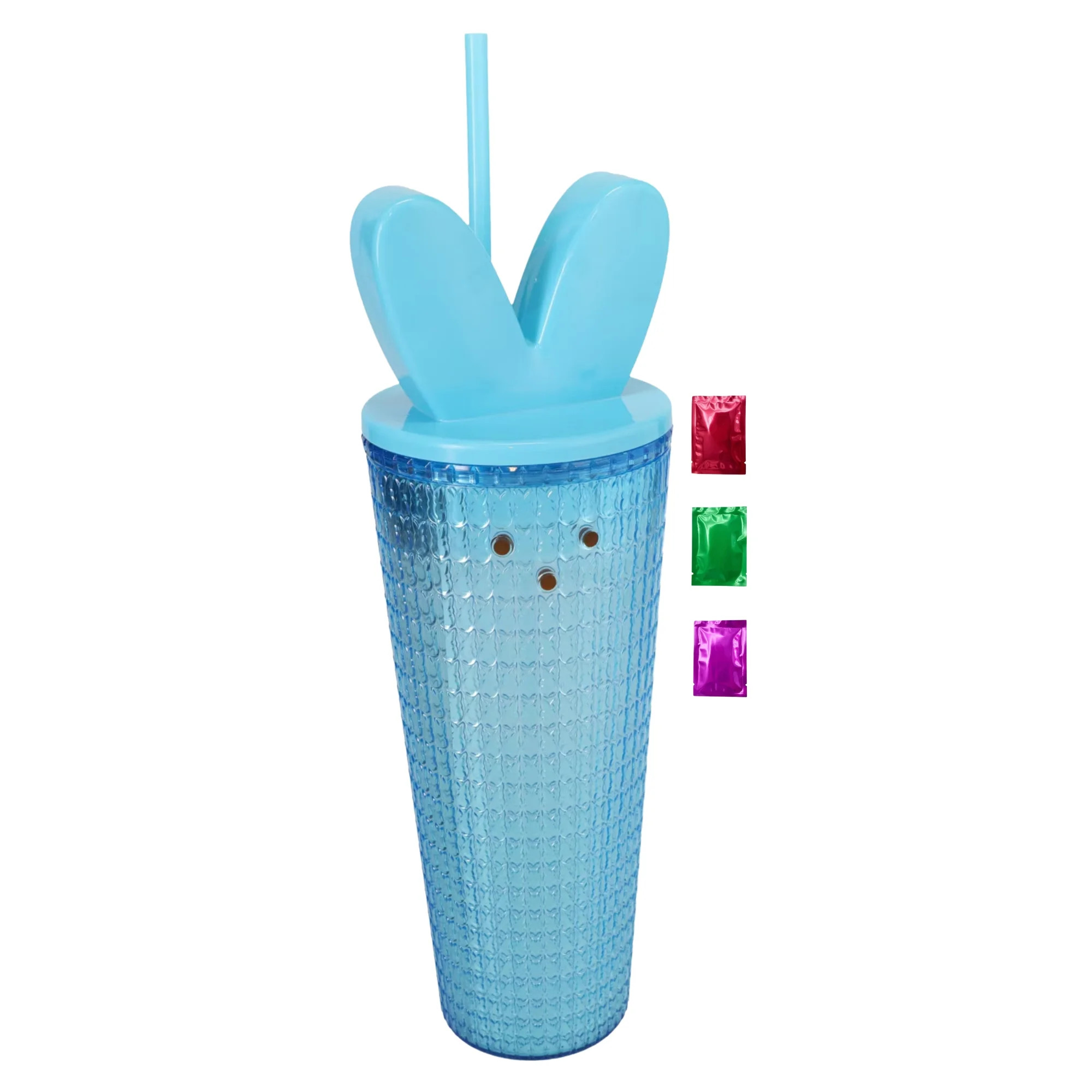 Blue Peeps Easter Bunny Plastic Tumblers with Lid and Straw 24.5 Oz, Geometric Patterned Double W... | Walmart (US)