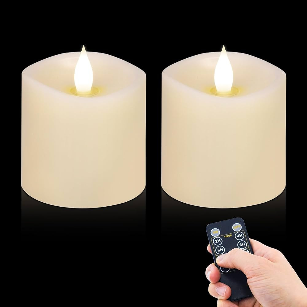 3x3 Flameless Candles Battery Operated with Remote Timer, Last 600 Hours Battery Candles Flickeri... | Amazon (US)