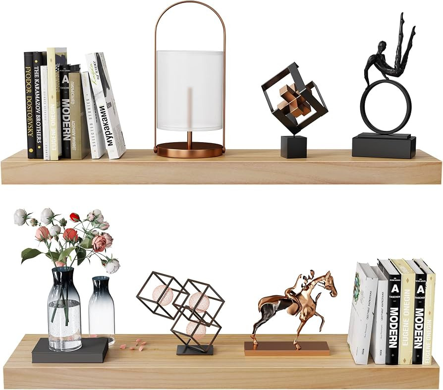 Floating Shelves, Wall Hanging Wood Shelf for Rustic Home Decor, Bathroom, Bedroom, Kitchen Displ... | Amazon (US)