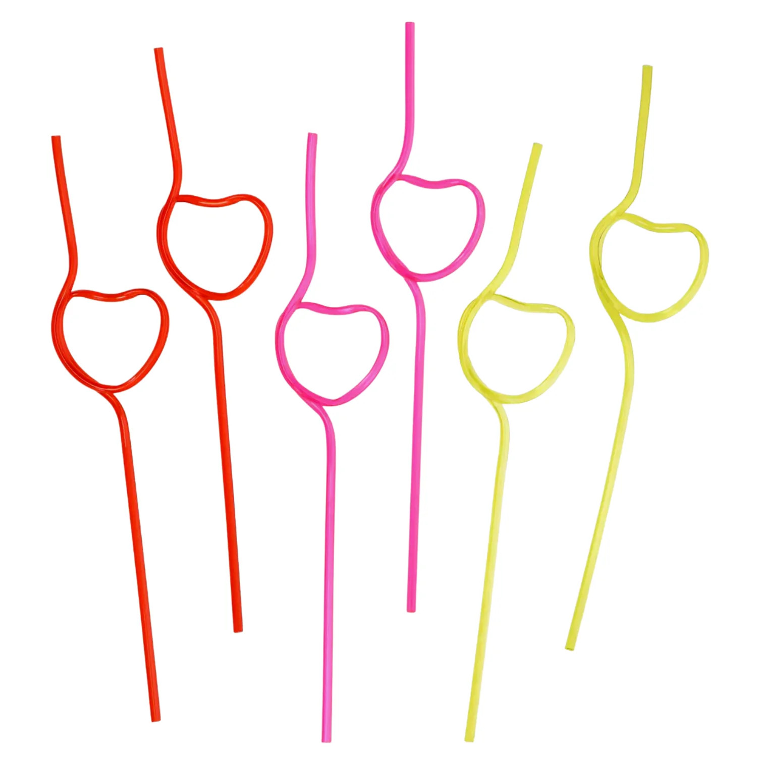 Valentine Heart Shaped Straws Reusable Loop Drinking Crazy Colorful Straw for Valentines Day Roma... | Walmart (US)