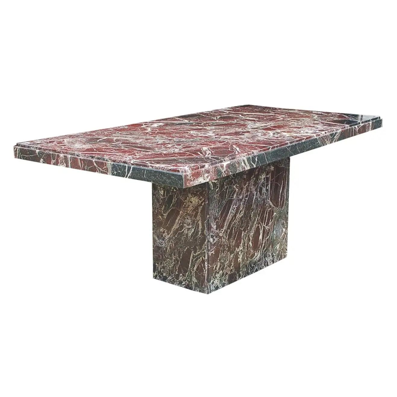 Midcentury Italian Modern Solid Marble Slab Dining Table in Black and Burgundy For Sale at 1stDib... | 1stDibs