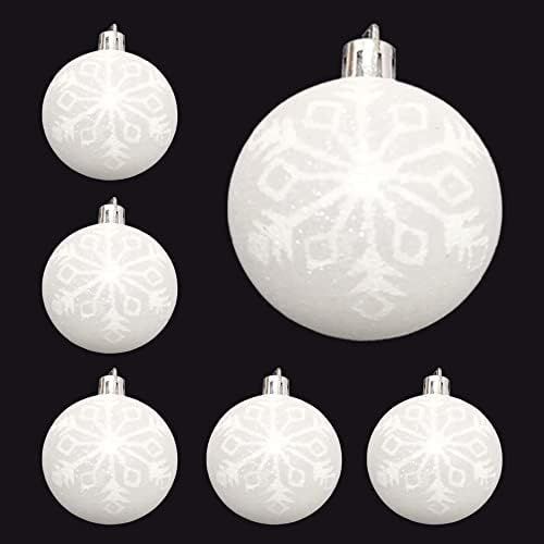 6 Pieces Christmas Balls Ornaments with White Snowflake Design for Xmas Holiday Winter Wonderland... | Amazon (US)