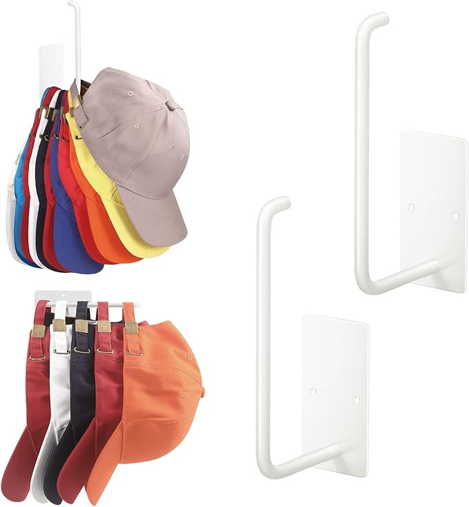 Hat Racks for Baseball Caps 2 Pack, Stainless Steel Adhesive Hat Hanger Hooks Holder for Wall, Mu... | Amazon (US)