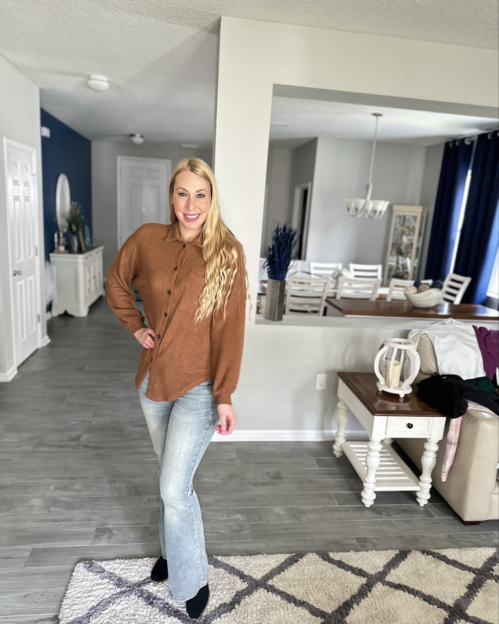 Light brown waffle knit shacket
🤍 ultra cozy and stretchy 
🤍wearing size small and it fits true to size 

#LTKFindsUnder100 #LTKFindsUnder50 #LTKStyleTip