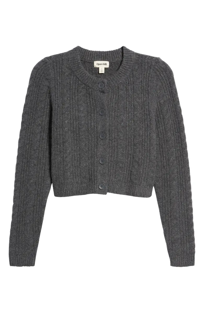 Open Edit Cable Knit Crop Cardigan | Nordstrom | Nordstrom