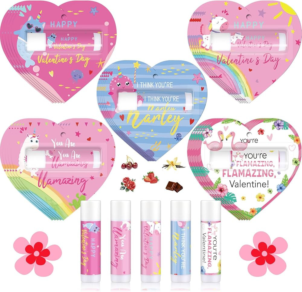 Loopeer 25 Pcs Valentines Lip Balms Bulk Galentines Day Party Favors Valentines Basket Stuffers M... | Amazon (US)