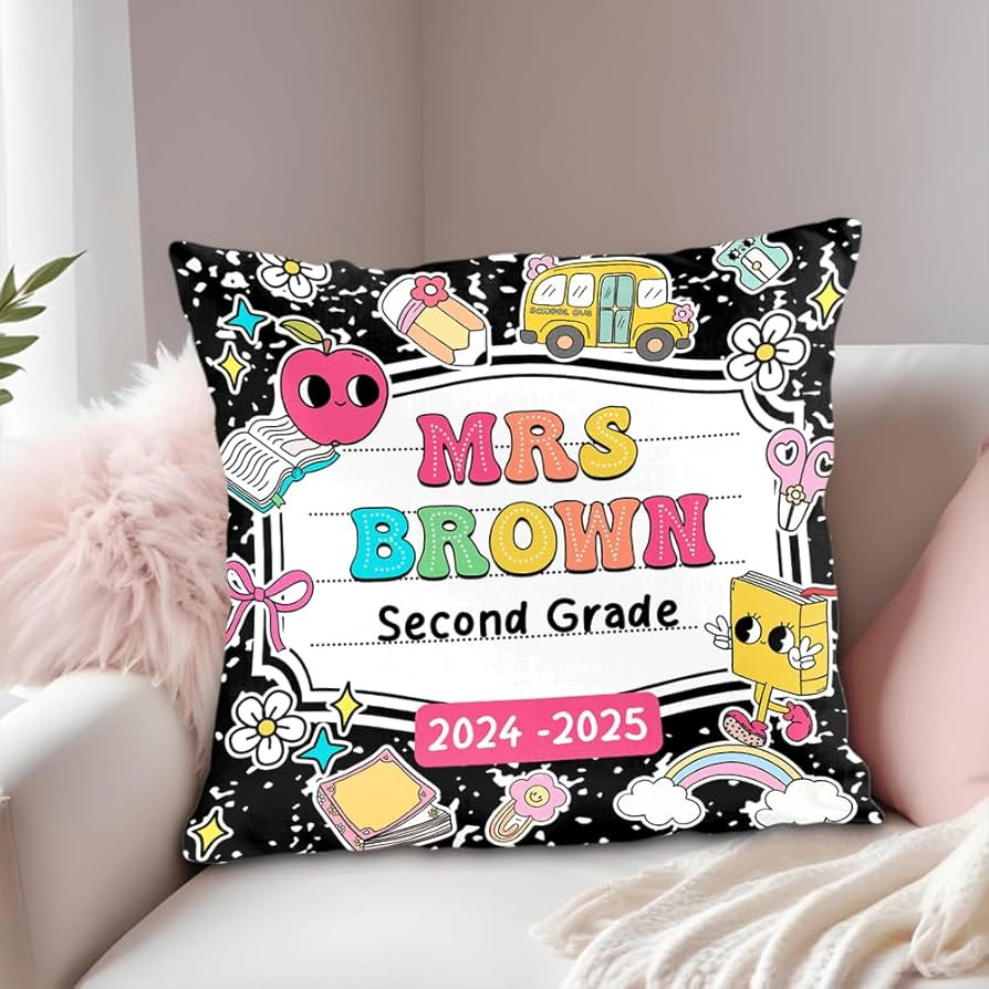 Personalized Classroom Pillow with Custom Name \u2013 Composition Notebook Teacher Back to School... | Amazon (US)
