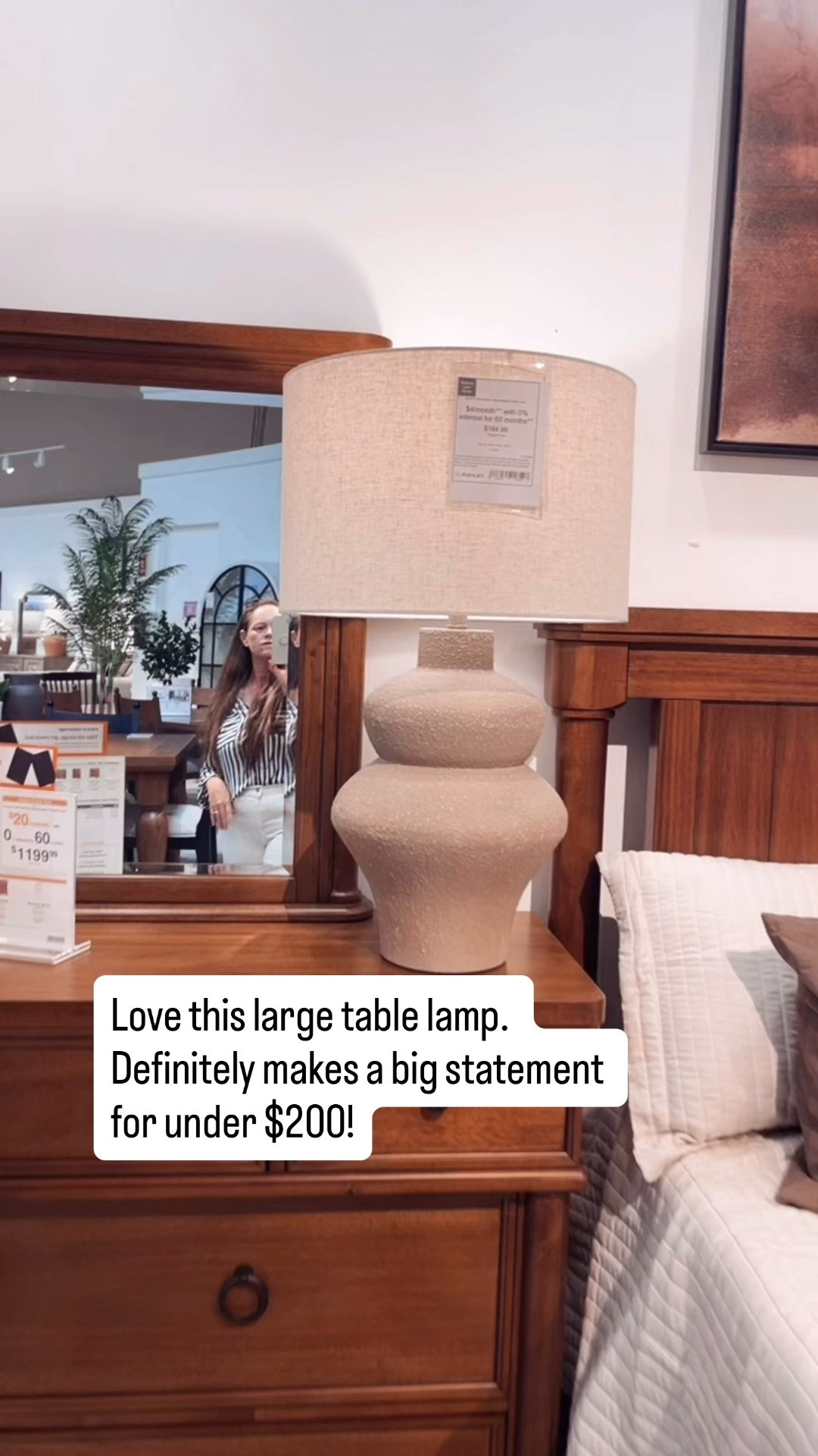 Large statement piece table lamp under $200 at Ashley Home Store. Love the textured natural stoneware look and unique shape. 

#neutral #homedecor #livingroom #bedside #lamp 

#LTKHome #LTKmomlife