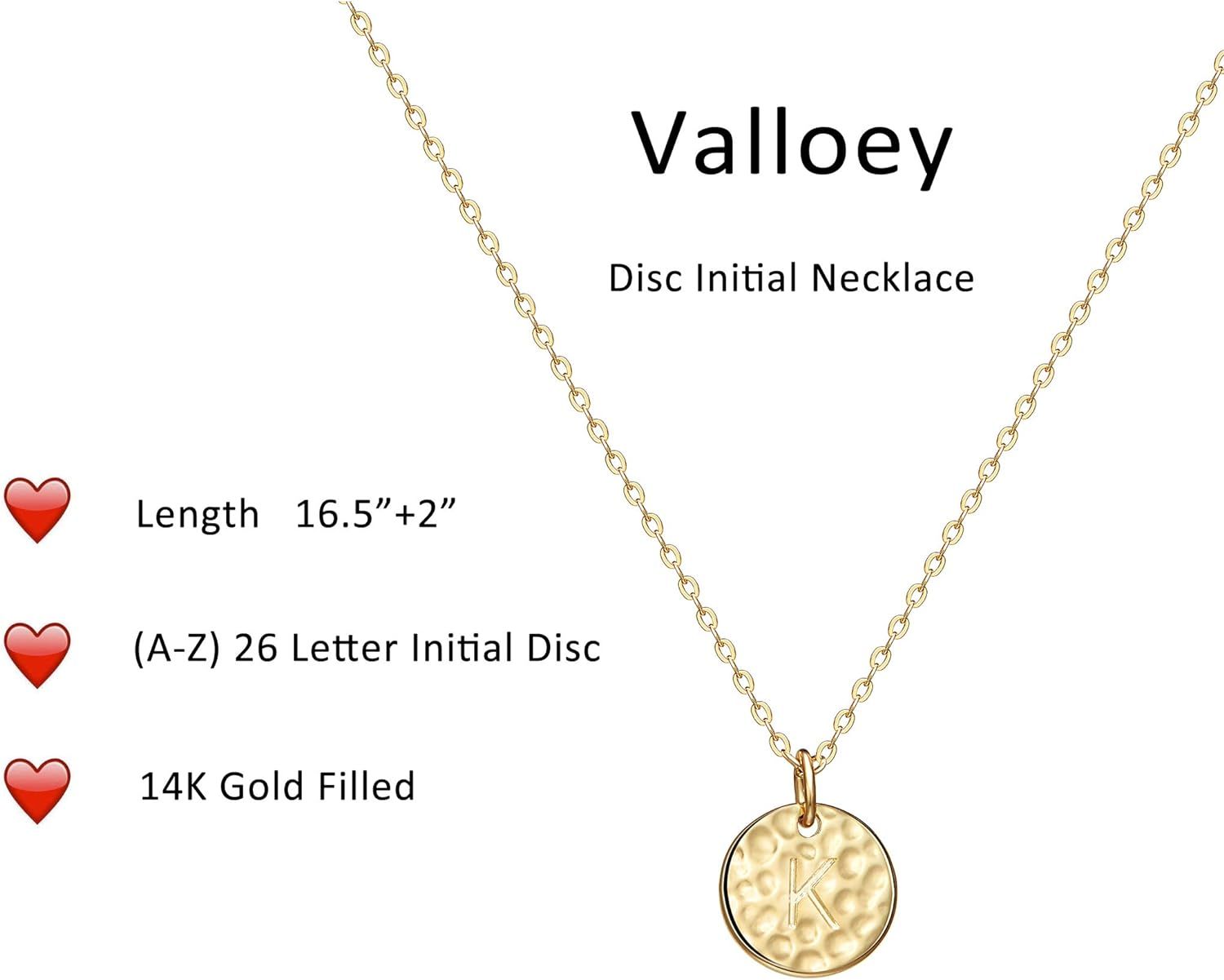 Valloey Rover Initial Necklaces for Women 14K Gold Plated Dainty Letter Necklce Round Coin Disc P... | Amazon (US)