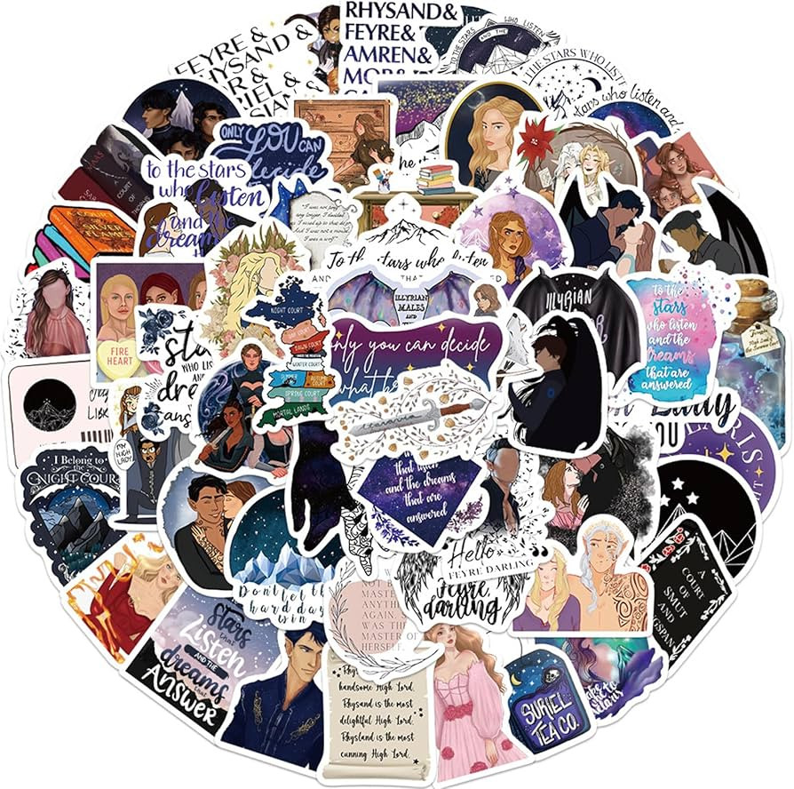 60Pcs Acotar Merchandise Stickers Pack, Book Graphic Vinyl Waterproof Sticker Book Bookish Decals... | Amazon (US)