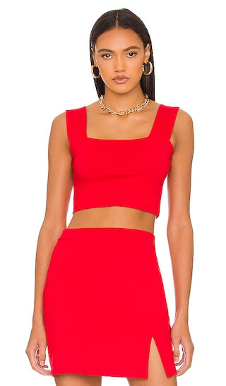 x REVOLVE Wide Strap Crop Top in Perfect Red Top Red Tank Top Red Crop Top Red Skirt Outfit Set Sets | Revolve Clothing (Global)