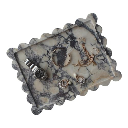 Genuine Calacatta Viola Scalloped Marble Tray 10.8"x8", Rectangle Luxury Vanity Tray for Bathroom... | Amazon (US)
