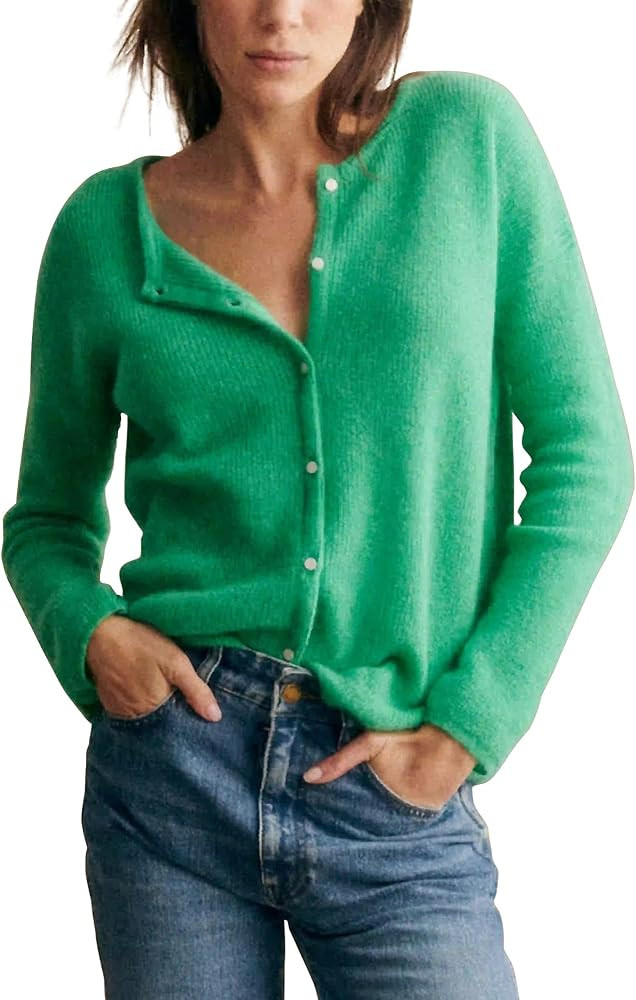 Gacaky Women's Long Sleeve Open Front Knit Lightweight Cardigan Casual Button Down Ribbed Sweater... | Amazon (US)