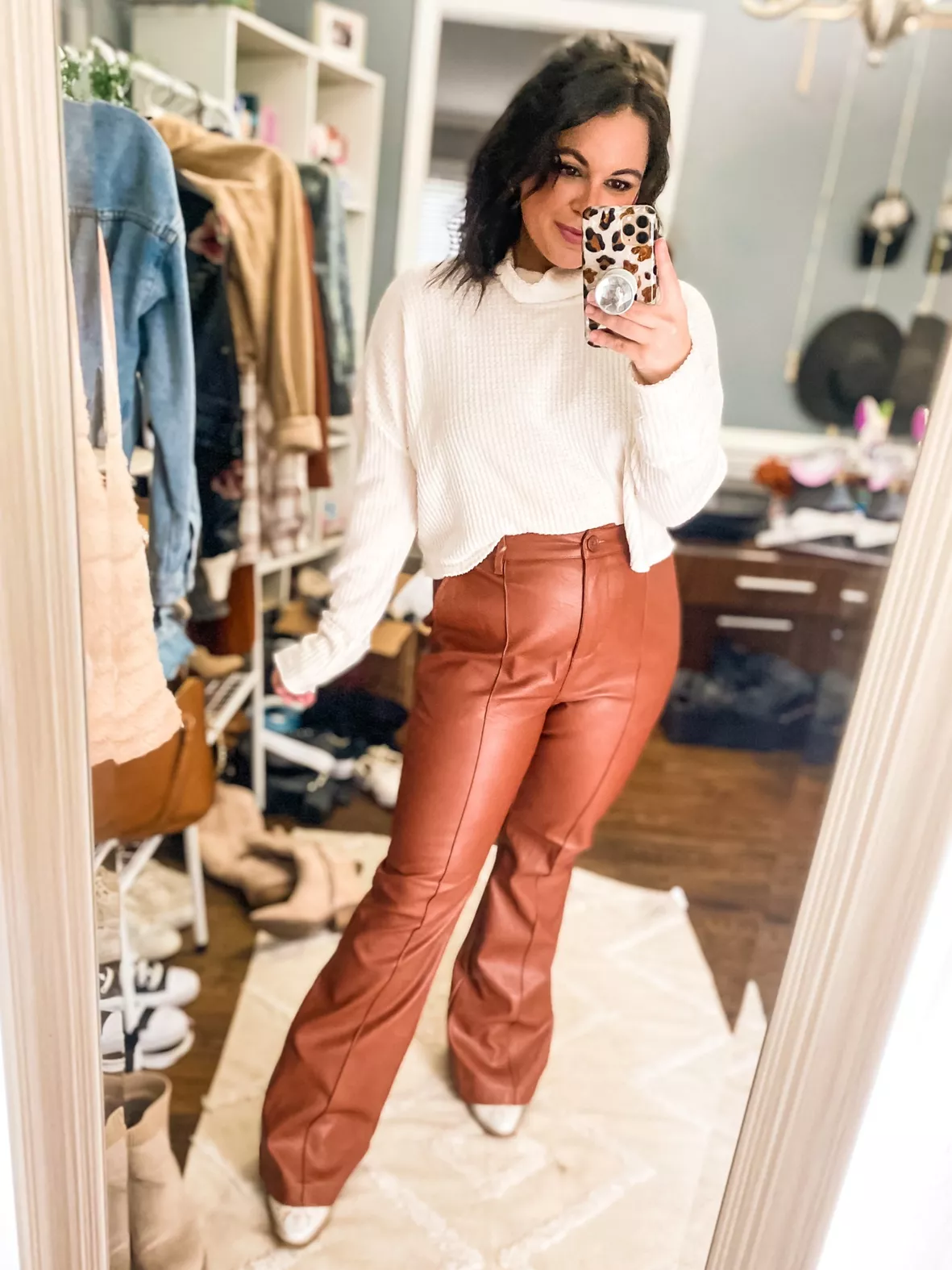 Faux Leather Wide Leg Pants curated on LTK  Wide leg pants outfit, Wide  leg outfit, Silk pants outfit