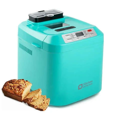 Kitchen in the box 2lb Bread Machine with Auto Fruit Nut Dispenser, 12 Presets Bread Maker Gluten-Free Setting, 13 Hour Delay Timer, Blue | Walmart (US)