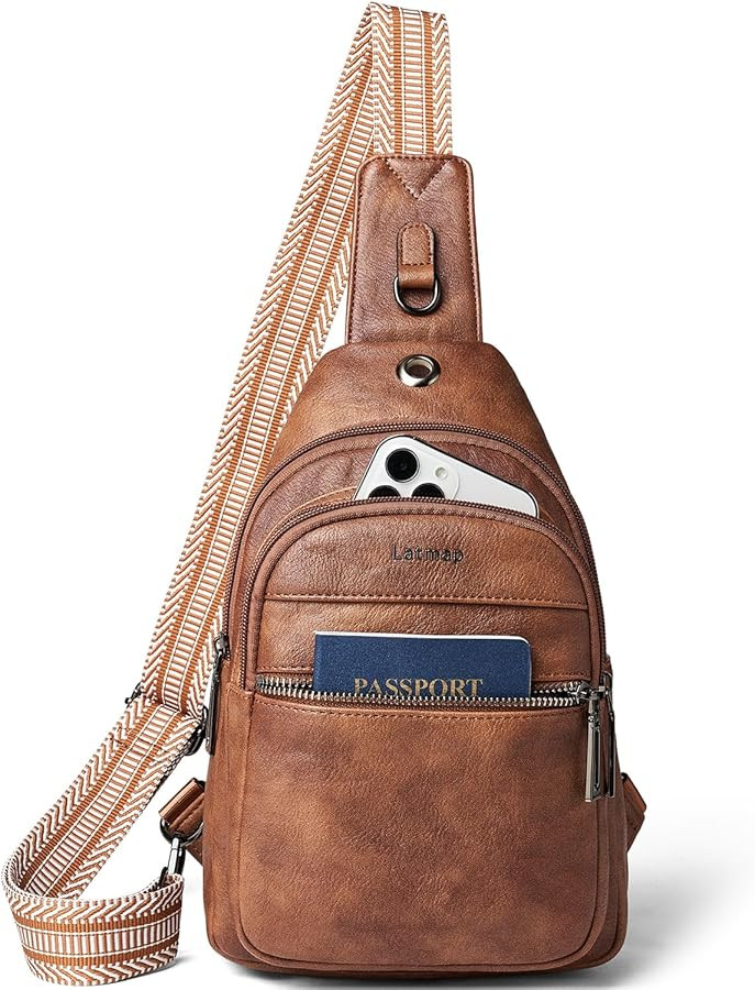 Sling Bag For Women Faux Leather Small Casual Daypack Backpack Fanny Pack Crossbody Chest Bags Pu... | Amazon (US)