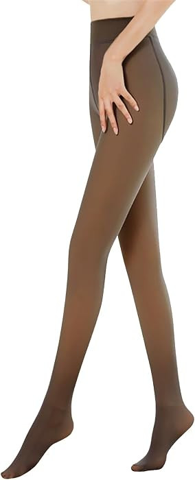 OEAK Womens Fleece Lined Tights Fake Translucent Pantyhose Thermal Opaque High Waisted Warm Leggi... | Amazon (US)