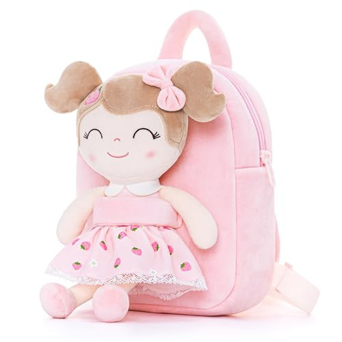 Gloveleya Kids Backpack for Girls backpacks Plush bag with Soft doll for Toddler baby Strawberry 9 Inches | Amazon (US)
