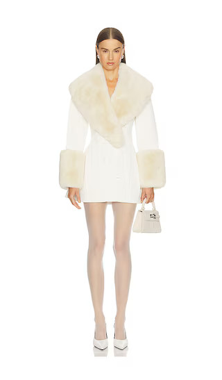 Julieta Faux Leather Coat in Ivory | Revolve Clothing (Global)