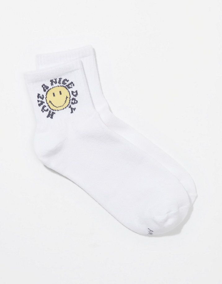AE Smiley Boyfriend Sock | American Eagle Outfitters (US & CA)