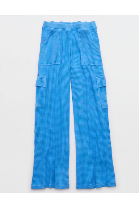 OFFLINE By Aerie Wow! Waffle Cargo Trouser Women's Tidal Blue M | Aerie