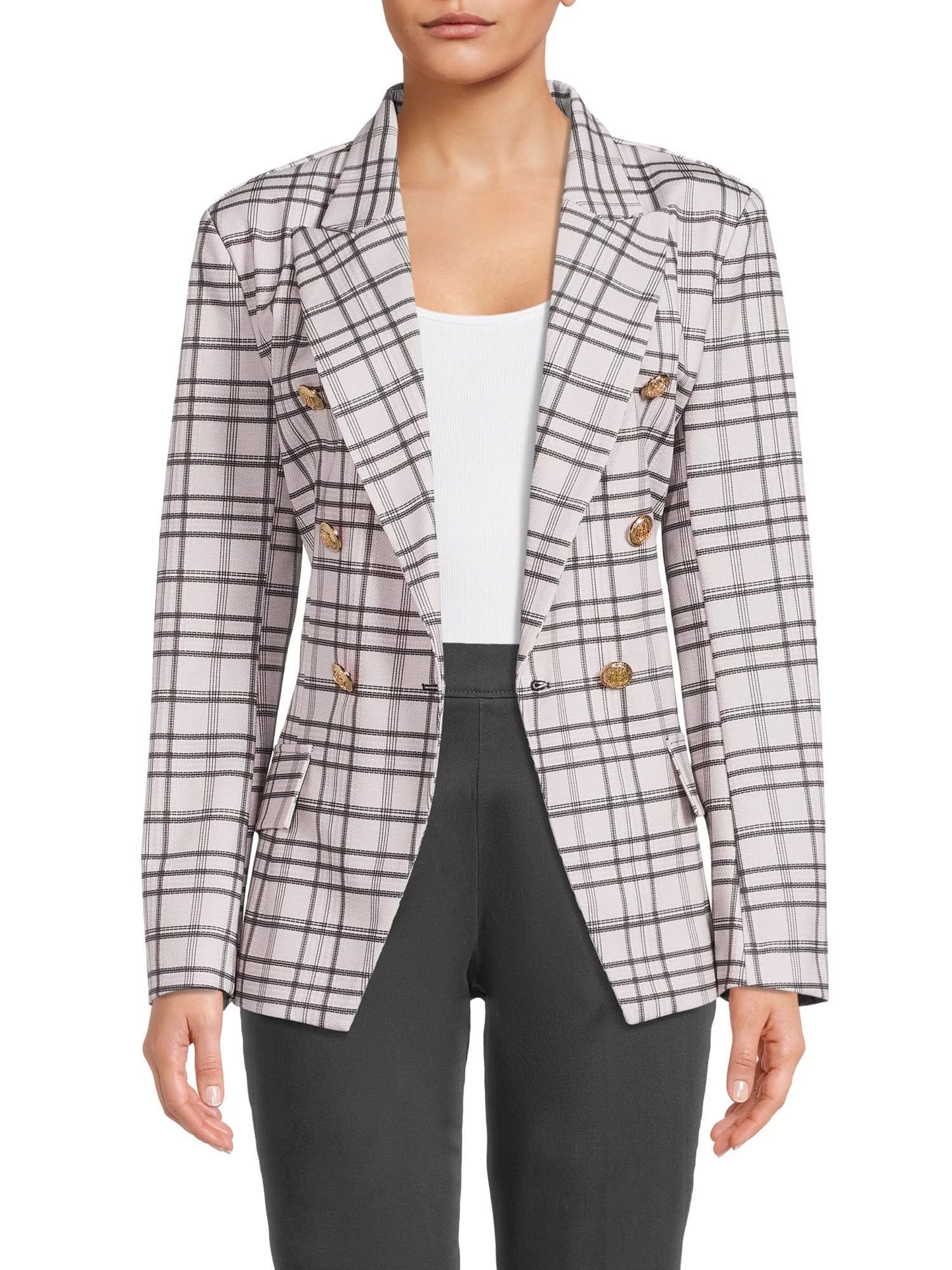 Attitude Unknown Women's Metallic Button Blazer | Walmart (US)