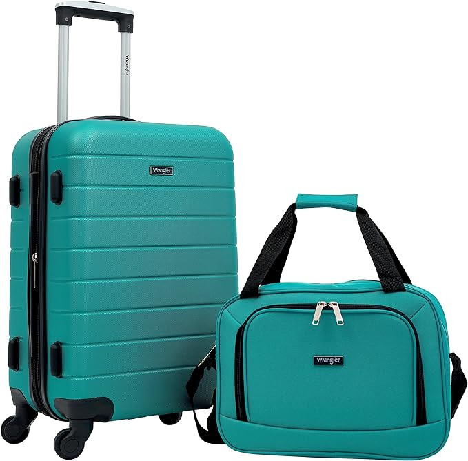 Wrangler Smart Luggage Cup Holder and USB Port, Teal, 2 Piece Set | Amazon (US)