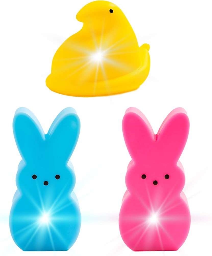 Peeps Light Up Easter Bathroom Toys for Kids, 3 Pack Bunny and Chick LED Night Bath Toys, Glowing... | Amazon (US)