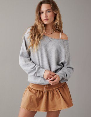 AE Off-the-Shoulder Sweatshirt | American Eagle Outfitters (US & CA)