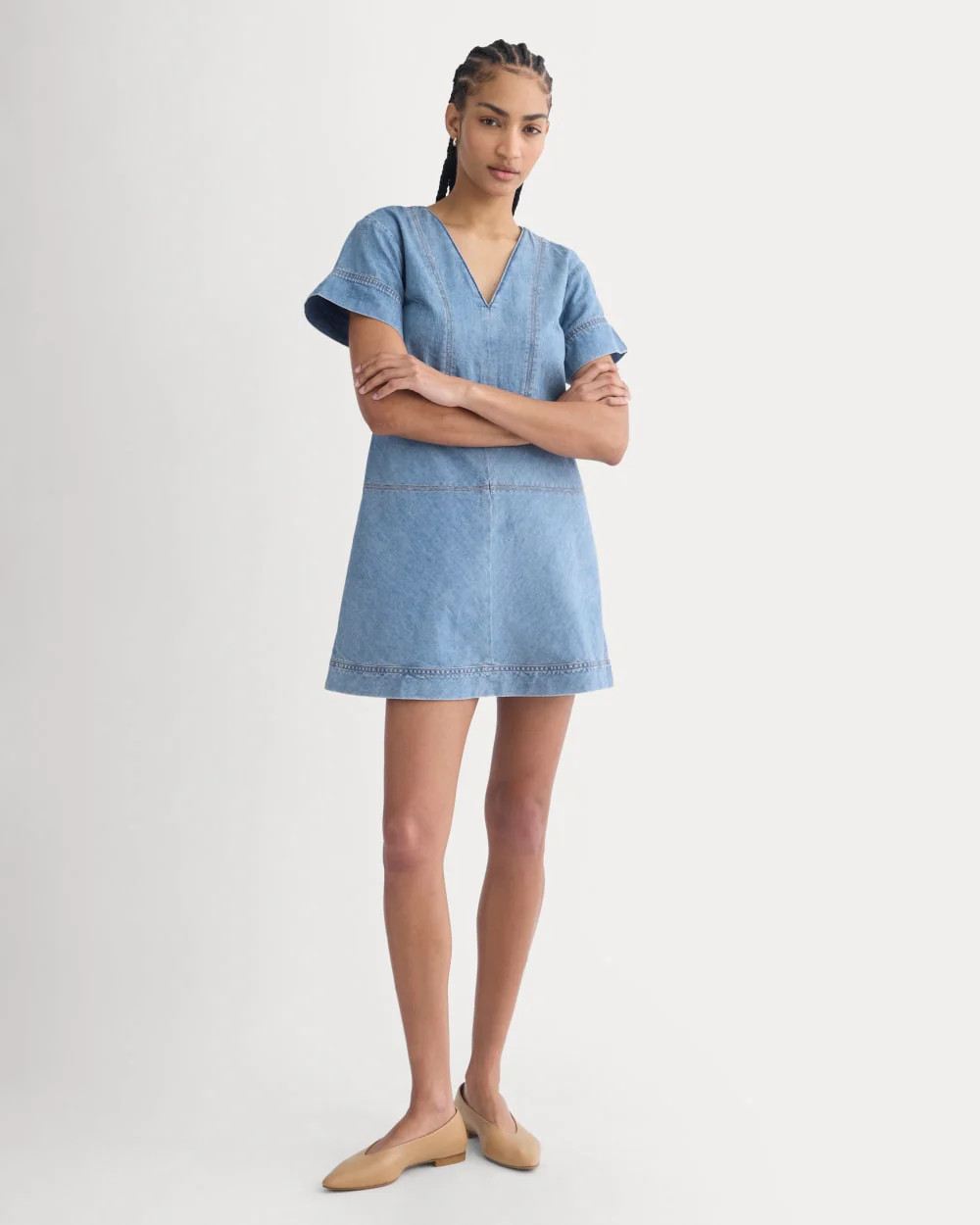 Denim Short-Sleeve Dress | Light Indigo | Everlane