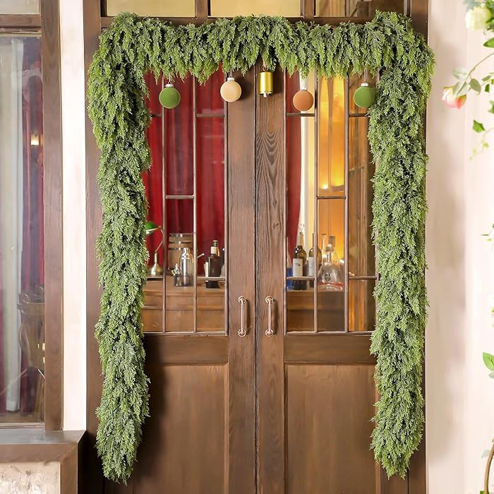 Waydress 1 Pcs 12ft Christmas Cedar Garland Artificial Realistic Soft and Thickness Green Faux Fa... | Amazon (US)