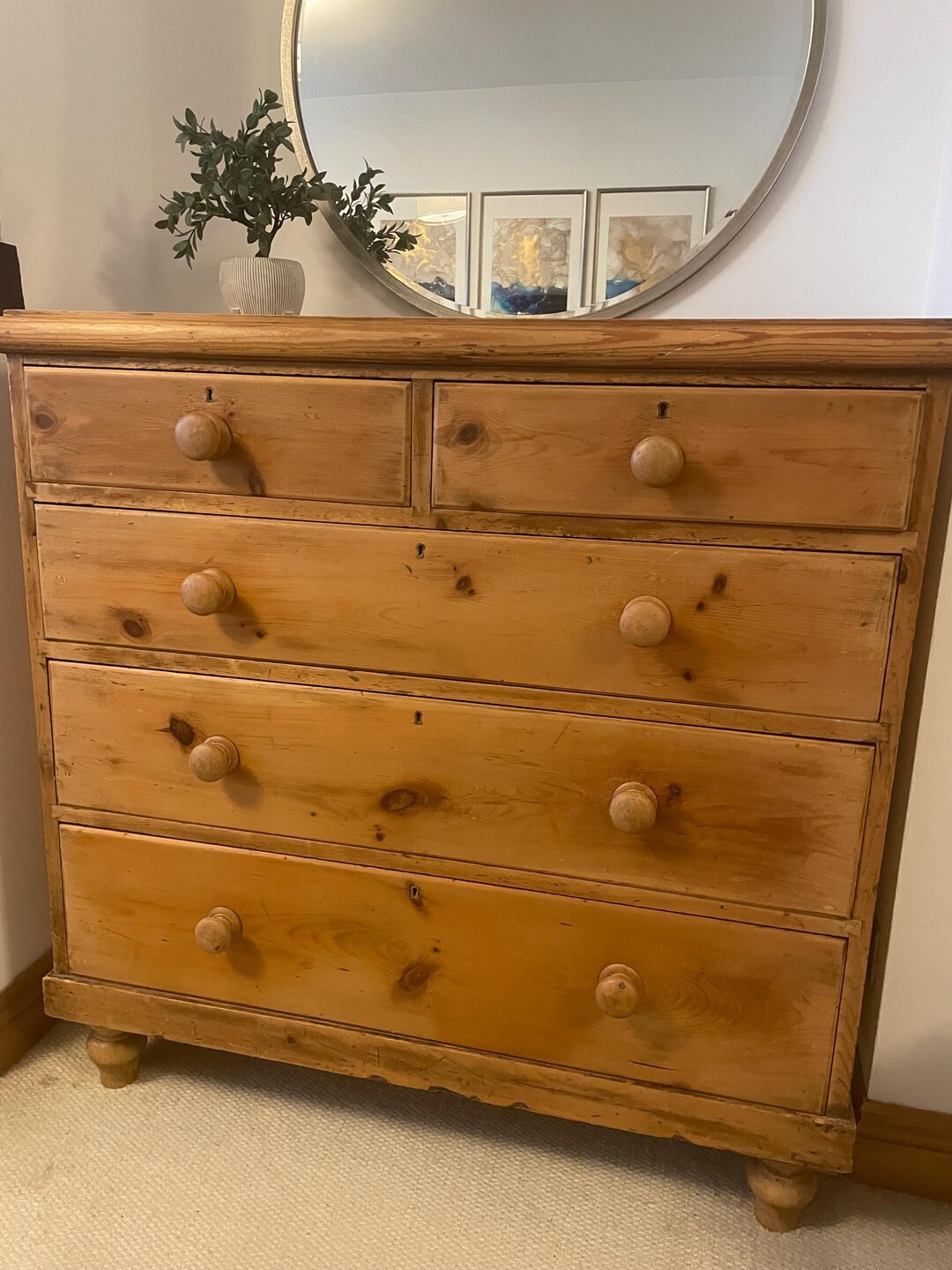 Vintage Antique Pine Chest of Drawers - Etsy | Etsy (US)