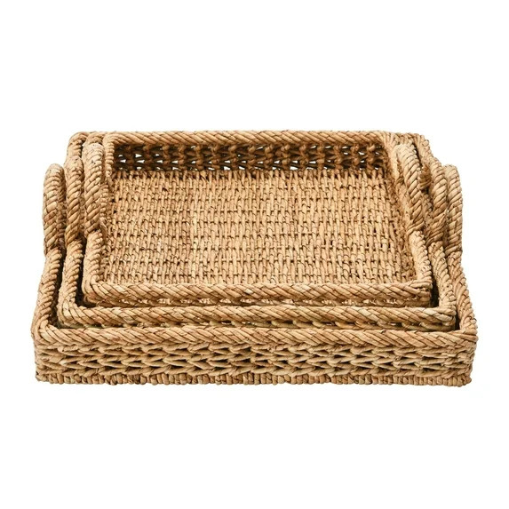 Creative Co-Op S/3 Decorative Water Hyacinth Tray | Walmart (US)