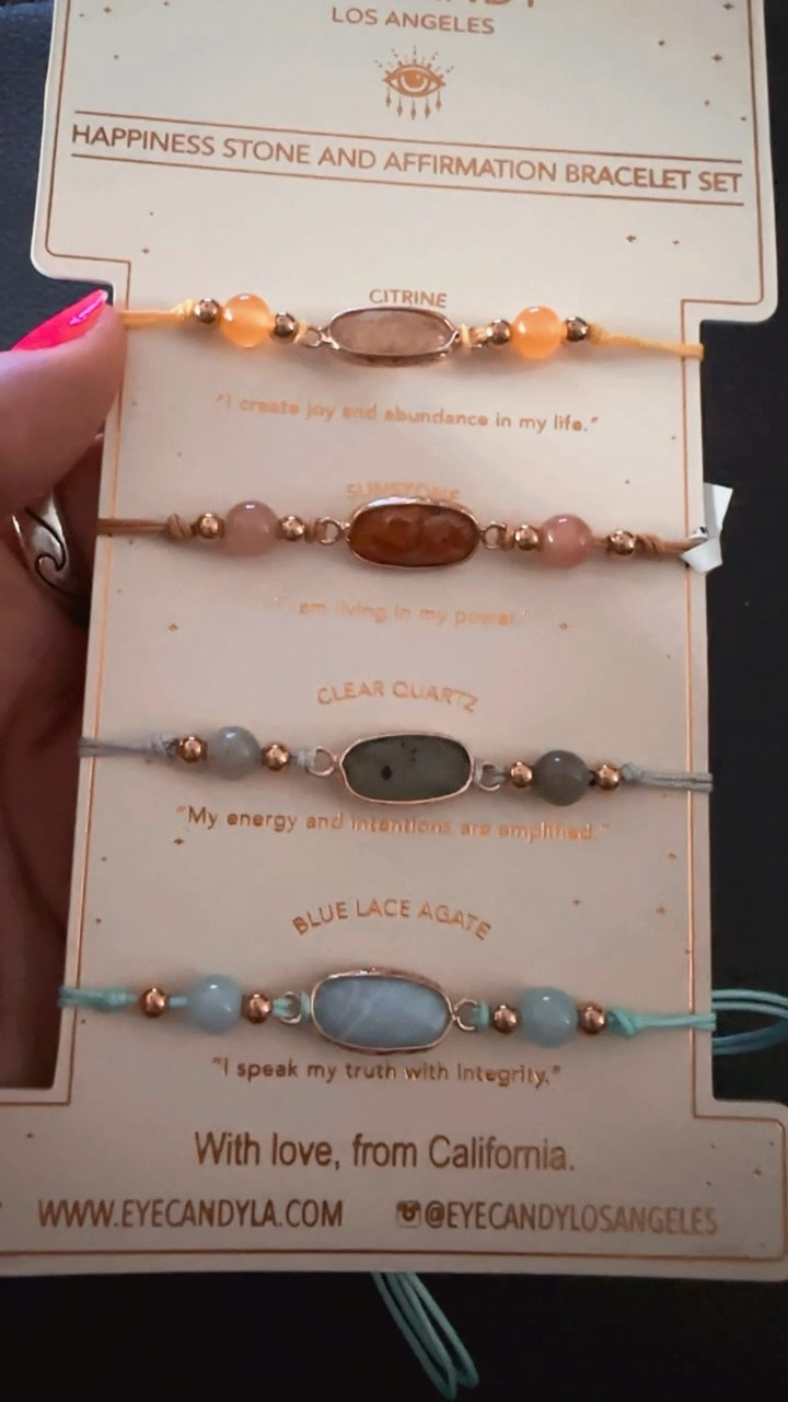 Gorgeous happiness stone & affirmation bracelets from eye candy Los Angeles!!!!!! 

#LTKFind #LTKstyletip #LTKunder50