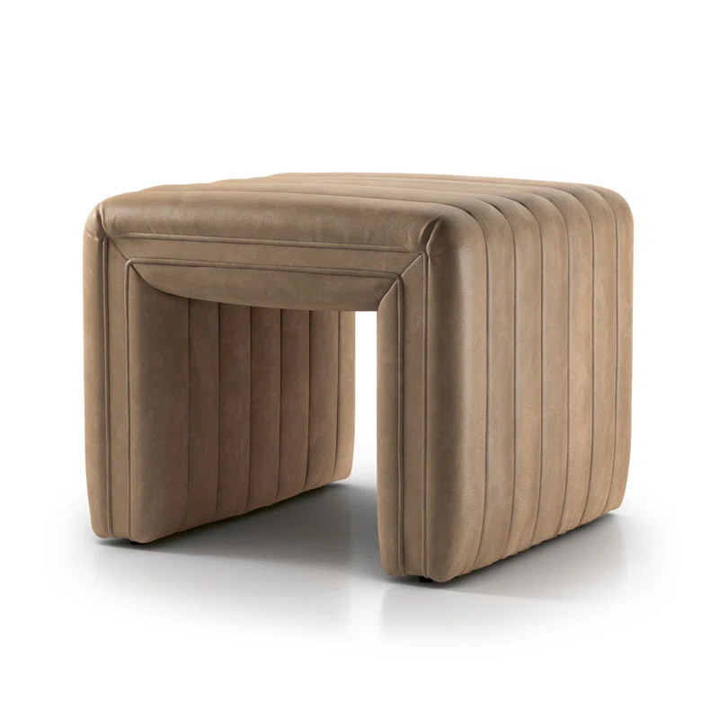 Augustine Rectangle Leather Ottoman | Perigold