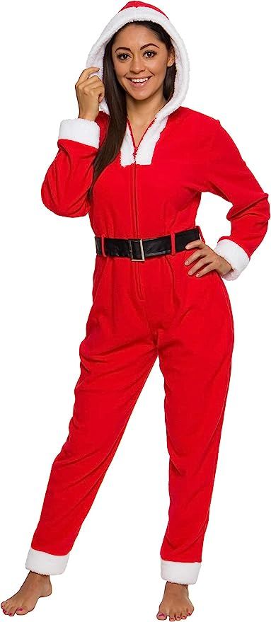 Silver Lilly Mrs. Claus Christmas Costume Pajamas - Slim Fit One Piece Plush Novelty Holiday Jump... | Amazon (US)