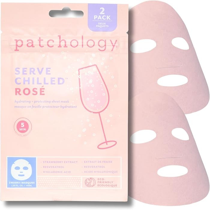 Patchology Serve Chilled Rosé Facial Sheet Mask - Hydrating & Soothing Face Mask with Hyaluronic... | Amazon (US)