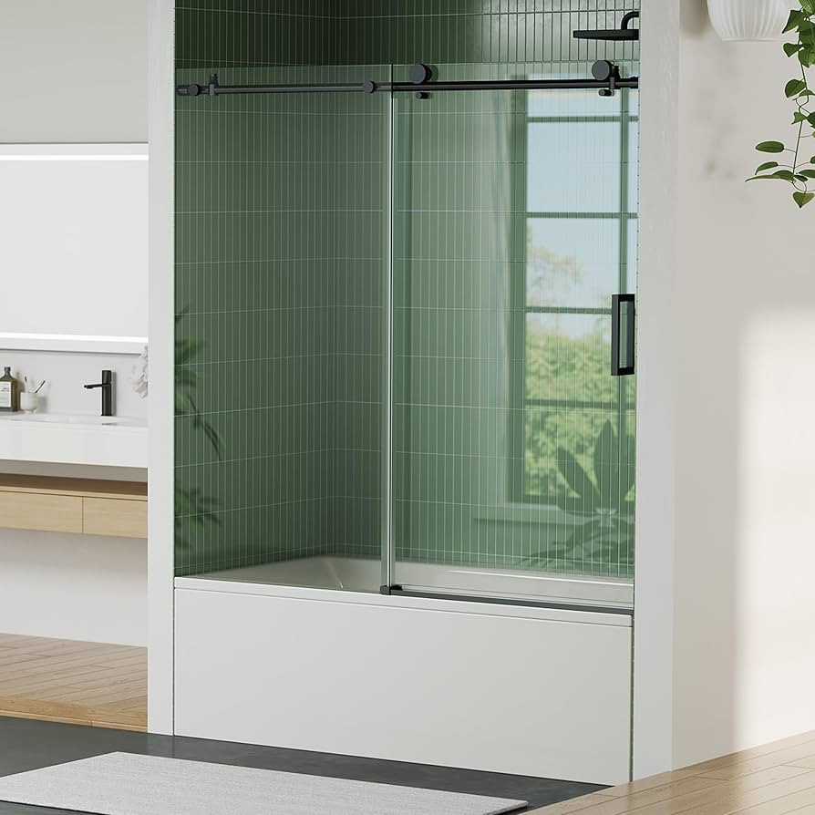 Shower Door 60" W x 59" H, Sliding Glass, 1/4"(6mm) Tempered Glass, Easy-Clean & Durable Bathroom... | Amazon (US)