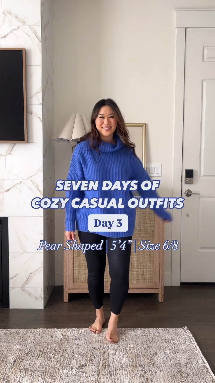 Cozy Casual Outfit
Sweater: Small
Amazon Faux Leather Leggings: Medium 
Best Chelsea Boots from Amazon 