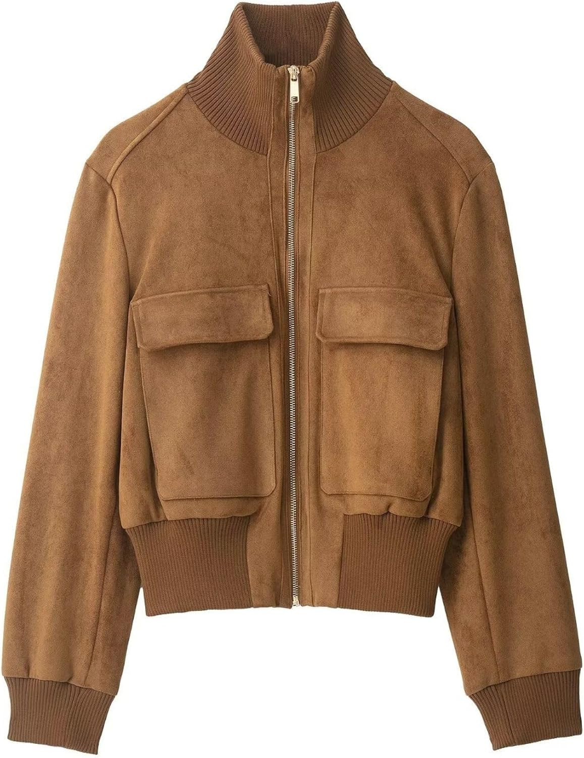 FindThy Women’s Faux Suede Jacket Long Sleeve Zip Up Cropped Coat Outwear | Amazon (US)