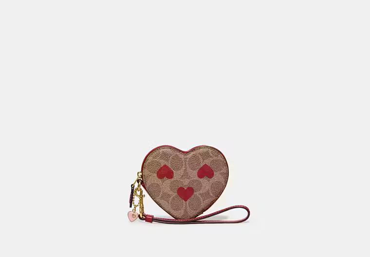 Heart Wristlet In Signature Canvas With Heart Print | Coach (US)