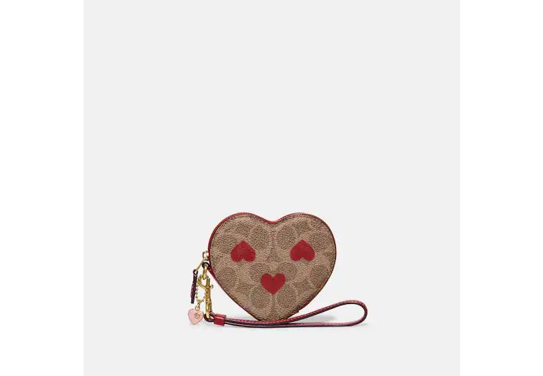 Heart Wristlet In Signature Canvas With Heart Print | Coach (US)