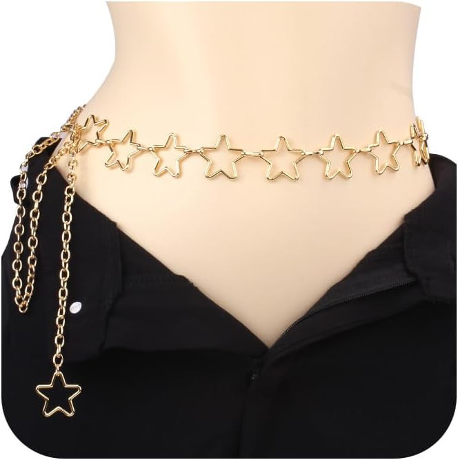 QWALIT Gold Chain Belt for Women - Fashion Silver Waist Chain With Star, Butterfly, Heart - Metal... | Amazon (US)