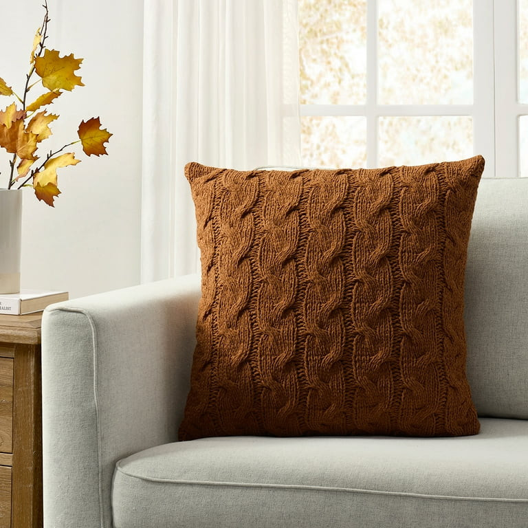 My Texas House 20" x 20" Monte Ginger Cable Knit Decorative Pillow | Walmart (US)