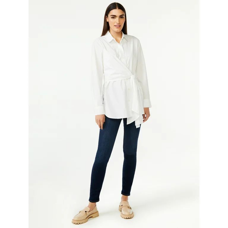 Free Assembly Women's Button-Down Wrap Tunic Top - Walmart.com | Walmart (US)