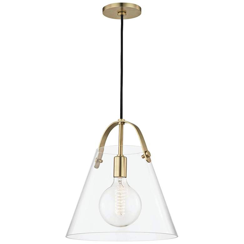 Mitzi Karin 12 3/4" Wide Aged Brass Pendant Light | LampsPlus.com