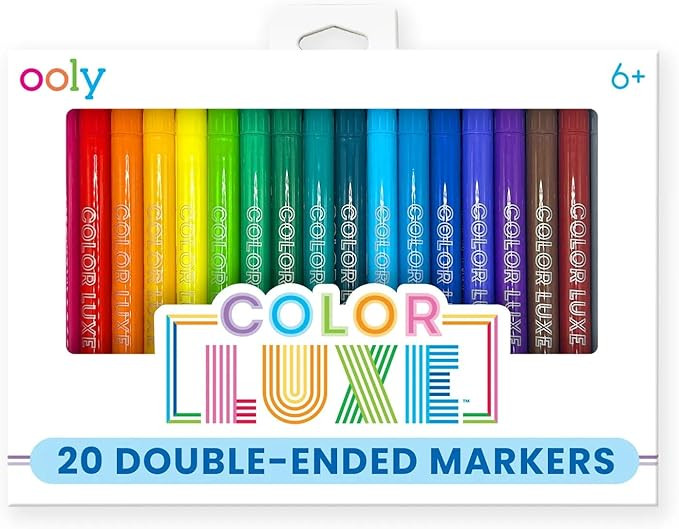 Ooly Color Luxe Double-Ended Markers - Set of 20 Colored Markers, Brush Tip and Fine 0.7mm Tip on... | Amazon (US)